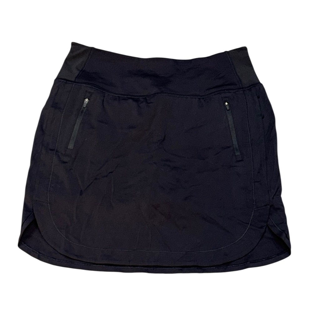 Athleta Womens Fairway Golf Skort 18" Black Size Large High Rise Preppy Stretch